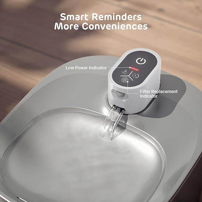 Runway Wireless Pump Cat Water Fountain with 4 Filters - Waterproof Self-Contained Battery, Stainless Steel, 1.1 Gal/135oz, Motion Sensor, 5-Stage Filtration for Pets, Upgraded Cordless