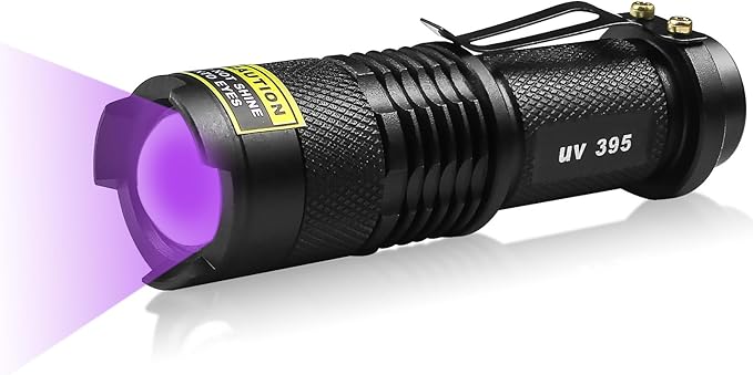 395nm UV Flashlight, Mini Ultraviolet Flashlight Detector for Pet Urine Stains, Small Black Light Flashlight for UV Glue Curing, AC Leak Detection & Scorpion, Rocks & Scorpions Finder