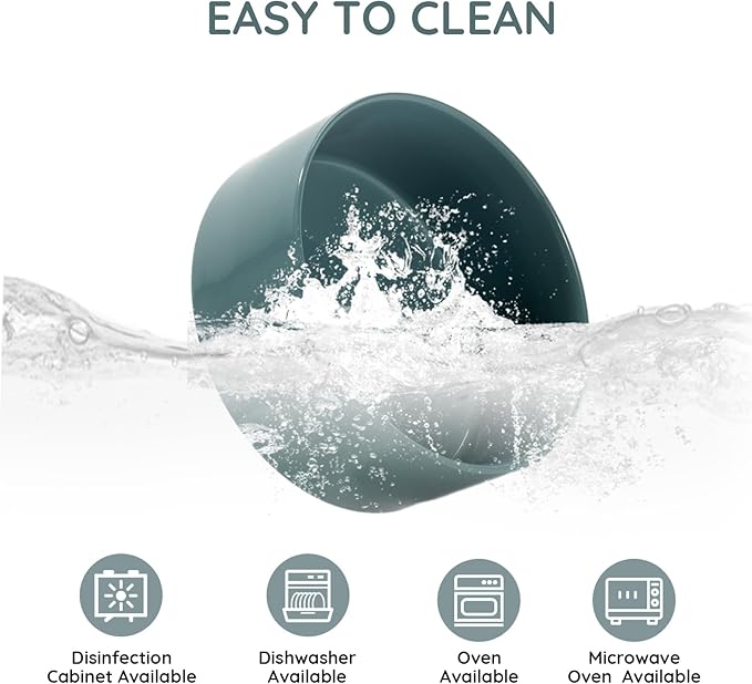 SPUNKYJUNKY 42OZ Ceramic Dog and Cat Bowl, Modern Cute Weighted Food Water Bowl for Replacement Light Green (1 Pack)