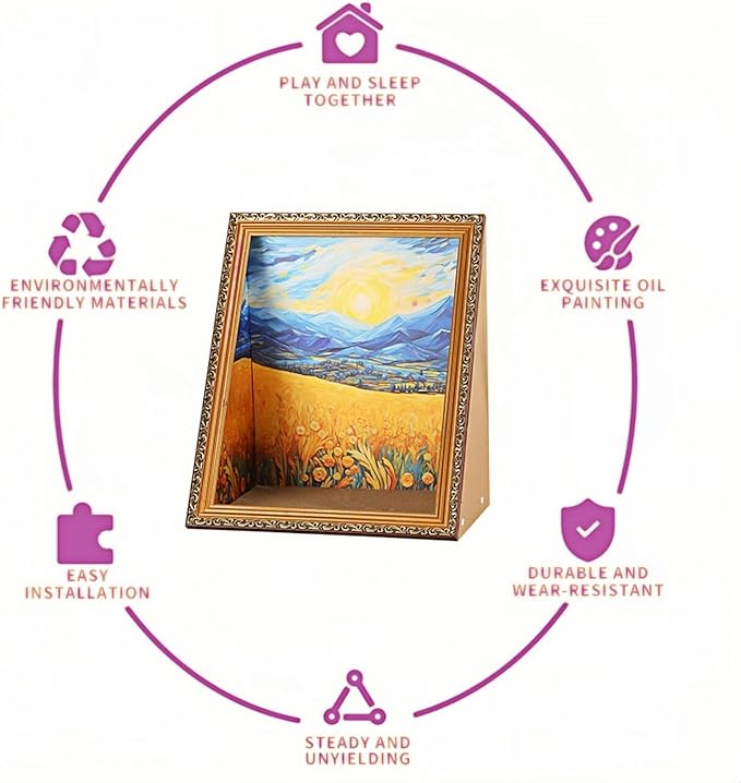 Oil Painting Cat House with Scratcher,Cat Bed Art Picture Frame Scratching Board Playing Tent Box, Assemble Kitty Couch Cave Condo Creative Pets Furniture - Kitty Living in Famous Painting (Reader)