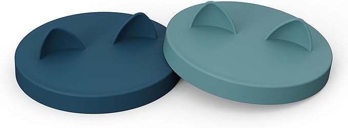 OHMO 2 Pack Pet Food Can Lids, (3.3 in / 85mm) Silicone Pet Food Can Lids Covers for 5.5 oz Cat and Dog Food Cans, Dark&Light Blue