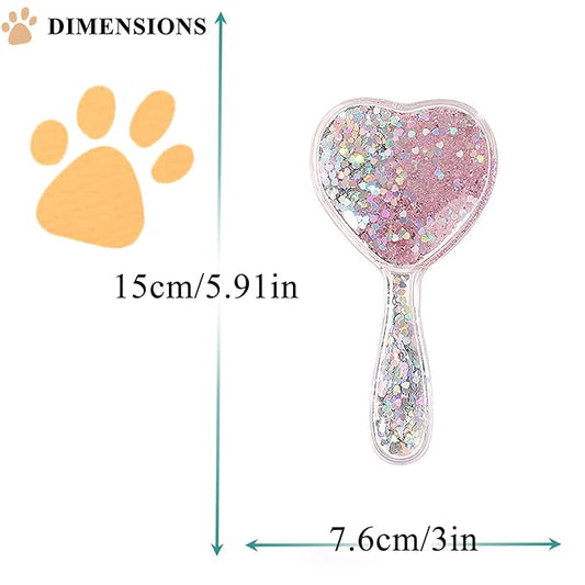 Small Dog Brush, Soft Brush for Shih Tzus, Yorkies, Maltipoos, Maltese, Love Shape Puppy Massaging Hair Comb for Small Dogs Cats Rabbits of All Hair Types (Glitter Pink)