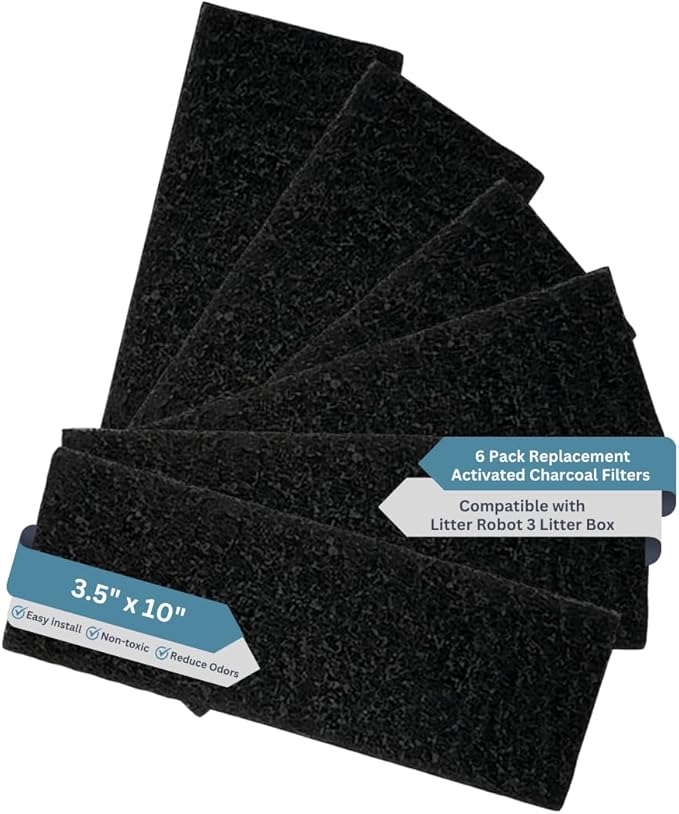 Fresh Headquarters 6Pack Activated Carbon Filters – Compatible with Litter Robot 3 Cat Litter Box – Eliminates Odors & Installs Easily - Made in USA