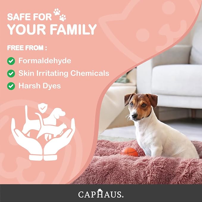 CAPHAUS 24/30 Inch Calming Donut Pet Bed for Small/Medium Cats and Dogs, Anti-Slip Bottom, Washable, Anti-Anxiety Fluffy Round Cat Bed, Indoor Shaggy Cuddler Cotton Candy Brown, Light Gray, Pink Bed