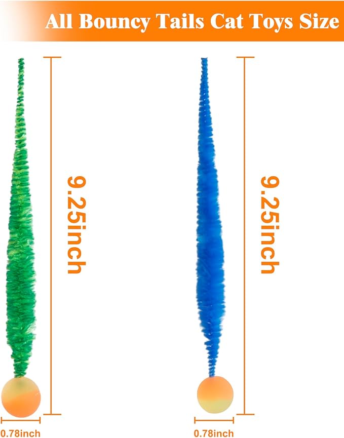 Bouncy Balls for Cats 5 Pack，Fuzzy Worm Cat Worm Toys with Ball，Magic Worm Bouncy Ball with Tail Cat Toy