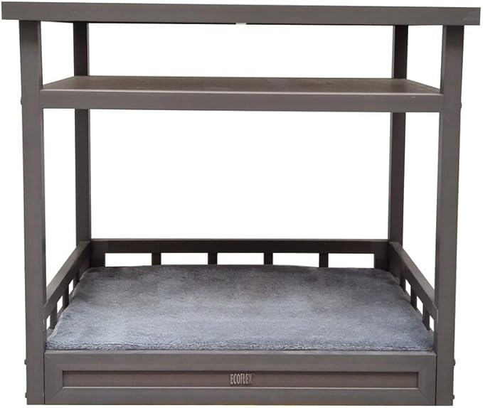 New Age Pet ECOFLEX Dog Bed Nightstand with Memory Foam Cushion - Durable, Non-Toxic Wood Plastic Composite, Easy Clean Removable Cover, Multi-Purpose Space Saver for Small Spaces, Espresso Black