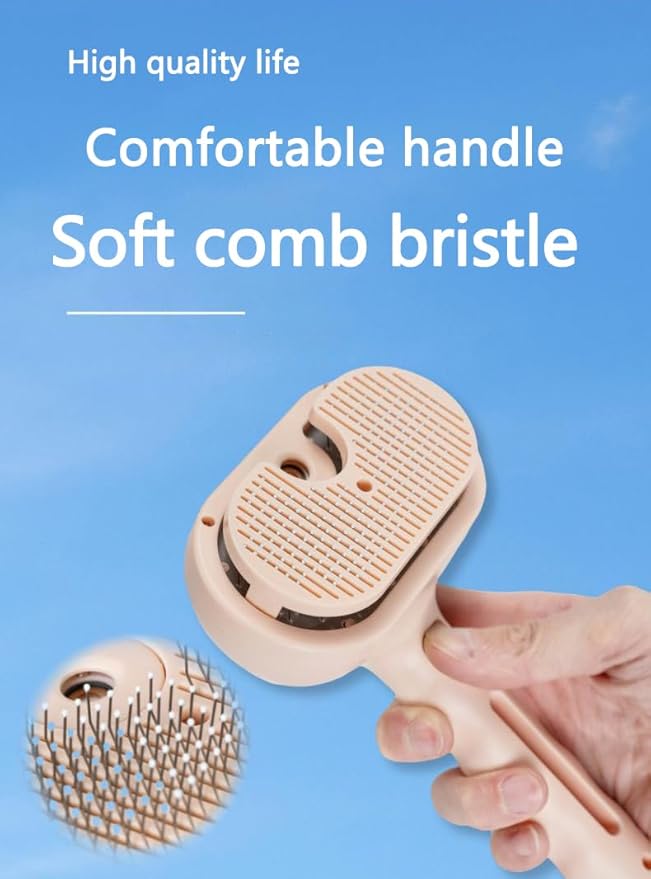 Pet Grooming Steam Brush, Pet Spray Hair Removal Comb, Anti-Static, Rechargeable, Comfortable Grip, for Dogs & Cats, Spray Hair Removal Comb, Steam Brush for Shedding & Grooming, White