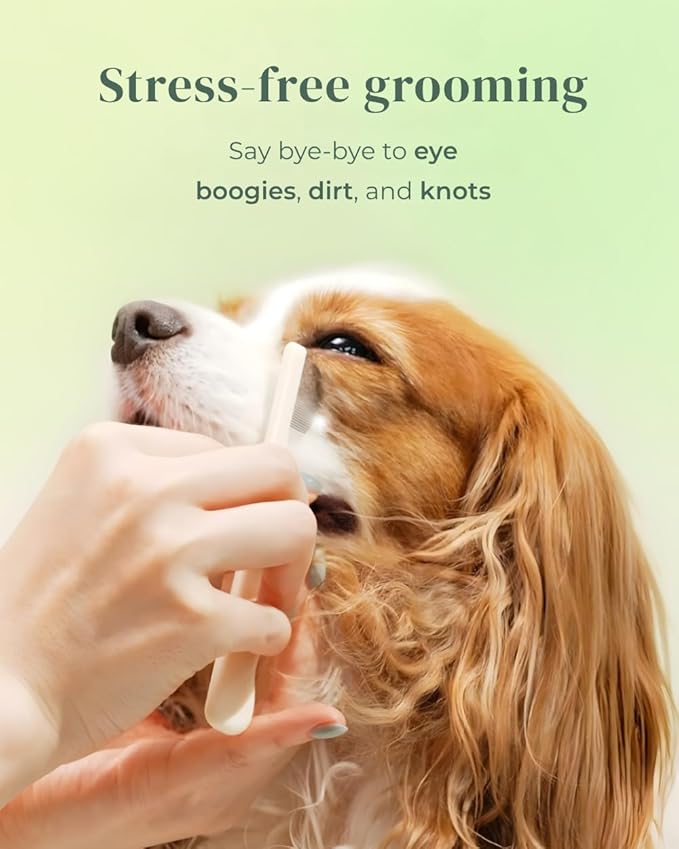 [petora] BRUSH ON ME Gentle Facial & Eye Comb for Dogs & Cats | Smooth & Stress-Free Tear Stain Remover | Fine-Tooth Grooming Tool with Rounded Tips | Comfortable Grip for Daily Pet Grooming