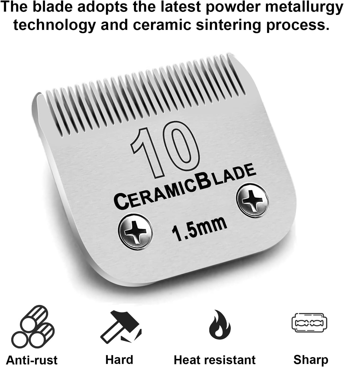 10 Blade Dog Grooming Clipper Blades Compatible with Andis Dog Clippers,Detachable Stainless Steel Blade,Size 10, 1/16-Inch Cut Length