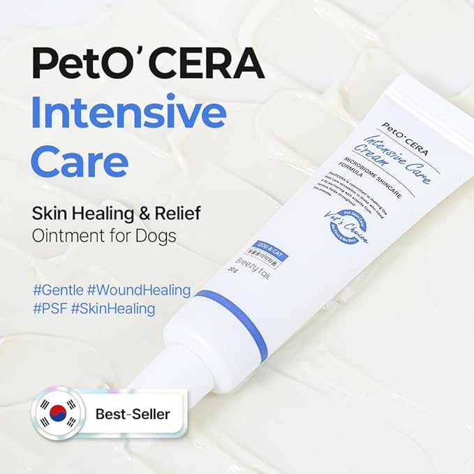 PetO'CERA Intensive Ointment- Ultimate Skin Relief & Wound Care for Dogs & Cats, Hot Spot, Rash & Scratching Soother, Heals Cracked Paws, Dry & Irritated Skin, High Moisture Rescue Balm, 20g