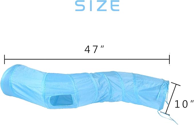 iCAGY Cat Tunnel for Indoor Cats Interactive, Rabbit Tunnel Toys, Pet Toys Play Tunnels for Cats Kittens Rabbits Puppies Crinkle Pop Up Blue 47" Shape S
