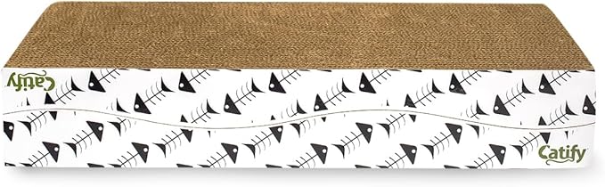 Best Pet Supplies Cat Scratcher, Wave Shaped Reversible Cardboard, Claw Safe, Durable, Natural Recycled Materials, Supports Active Play, Pack of 2