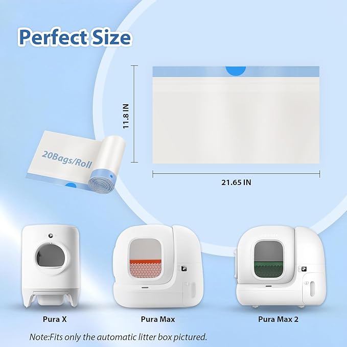 120 Count Drawstring Cat Litter Box Liners Compatible with PETKIT Pura Max2/Max/X,Extra Thick Cat Litter Bags,Tear-Resistant Waste Bags for Automatic Litter Box,Heavy Duty,Leak-Proof