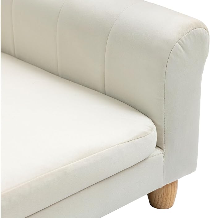 Critter Sitters 42-In. Elegant Cream Faux-Velvet Rectangular Dog Sofa for Medium and Large Dogs, Durable Elevated Dog Sofa Bed, Comfortable Dog Couch, Modern and Stylish Dog Sofa for Large Dogs