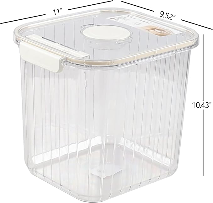 22 Lbs Airtight Rice Container with Cup, Clear Food Storage Container for Dry Food, 1 Pack