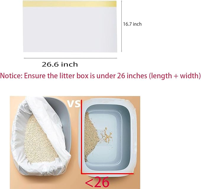 120 Count Cat Drawstring Litter Box Liners 26.6 x16.7 inches 2 Mils Heavy Duty Leak-proof Cat Poop Bags Extra Durable Compatible with 3/4, 10-12 Gallons