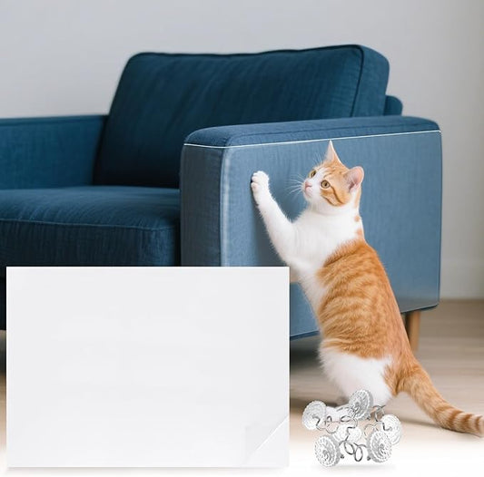 uxcell Anti Scratch Furniture Protector, 6 Sheets 17" x 12" Single-Sided Sticky Couch Protector from Cat Claws, Clear Protectors from Cats Scratching for Sofa Corners, Walls, Doors
