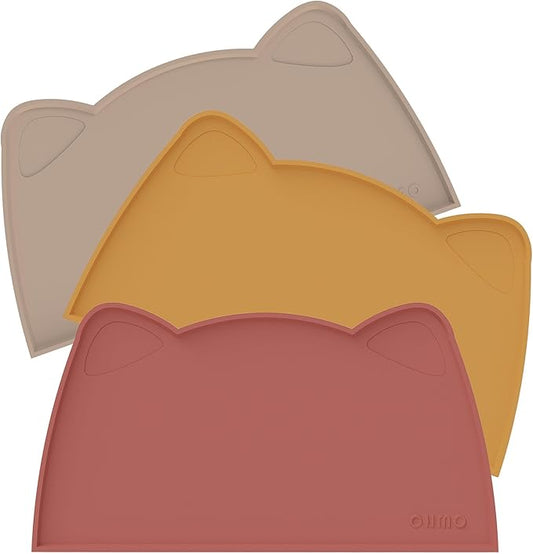 OHMO - Cat Food Mat, Silicone Pet Feeding Mat for Floor Non-Skid Waterproof Dog Water Bowl Tray, Easy to Clean Pet Placemat (Erythrinus, 18 * 9.8'')