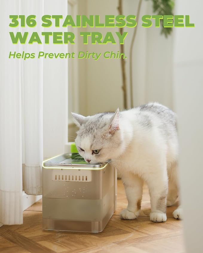 Furbulous True Clean-Drinking Automatic Water Dispenser with Ultrafiltration Tech, 316 Stainless Steel & BPA-Free Trays, 3.3L/112oz Large Bowl, Two-Mode Quiet Fountain for Cat/Medium Dog/Pet (Black)