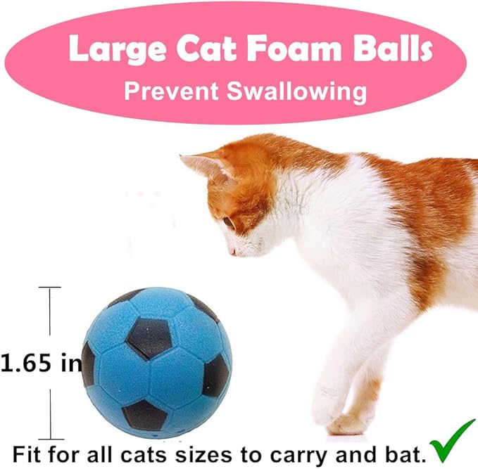 Foam Sponge Soccer Ball Cat Toy Interactive Cat Toys Independent Pet Kitten Cat Exrecise Toy Balls for Fat Cats Kittens, Soft, Bouncy and Noise Free, Pack of 24.