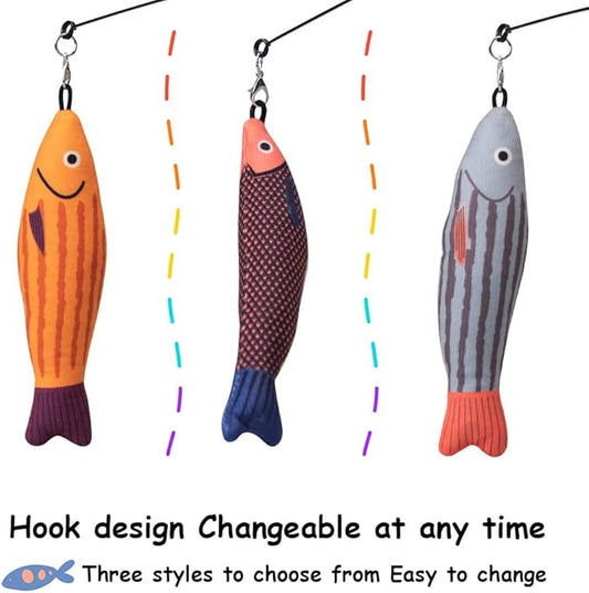 PAZ'S GIFT Cat Wand Toys, 3 Piece Catnip Wiggle Sounding Toys, Soft and Durable, Interactive Cat Kick Toy for Indoor Play