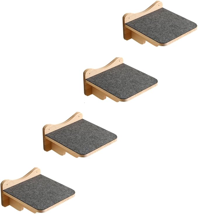 SHENGOCASE 9.8" x 9.8" Solid Wood Wall Mounted Large Cat Steps, Furniture, Shelves, Stairs, Perch