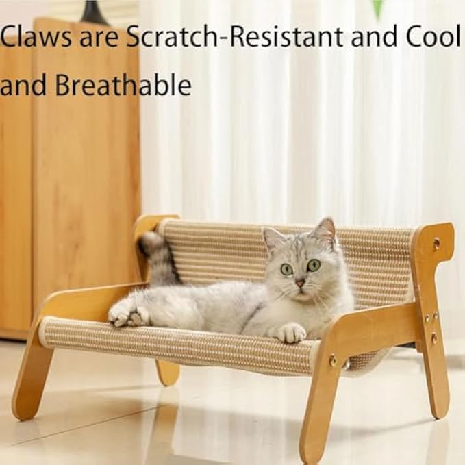Mellowkin Cat Scratcher Couch, Stylish 2-in-1 Wavy Sisal Lounge Chair and Rocker, Durable Scratching Furniture for Indoor Cats (Cool mat Style)