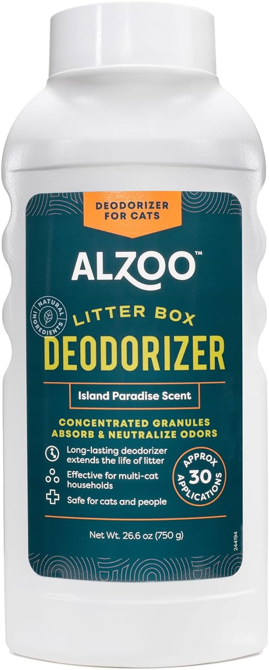 Cat Litter Deodorizer, Concentrated Granules Absorb & Help Neutralize Odors, 100% Plant-Based Active Ingredients, Up to 30 Uses, Island Paradise Scent, 26.6 Oz.