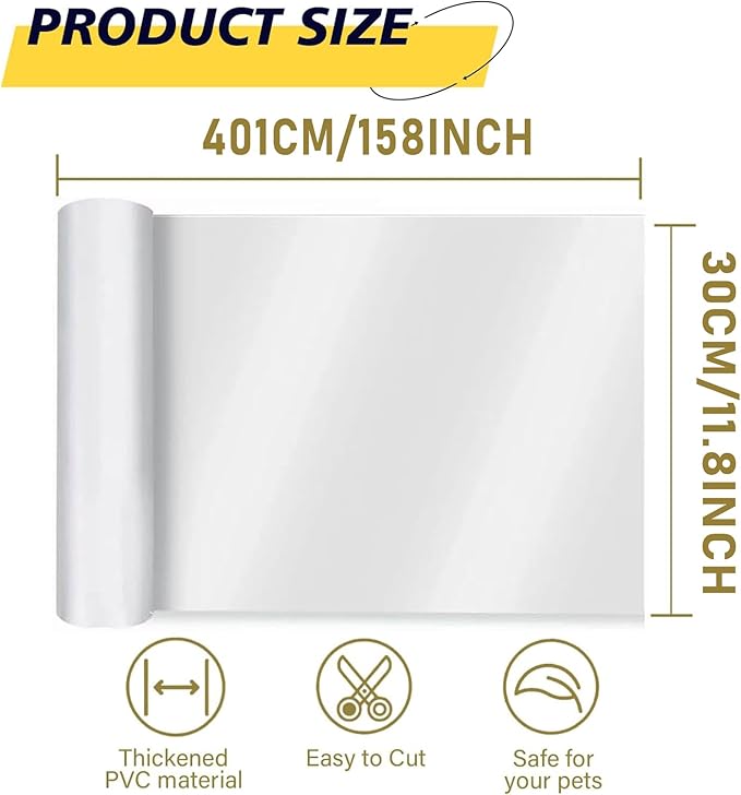 Anti-Cat Scratch Furniture Protector, Flexible Sticky Couch Corner Guard, Thicken Vinyl Cat Scratch Tape (158" x 11.8")