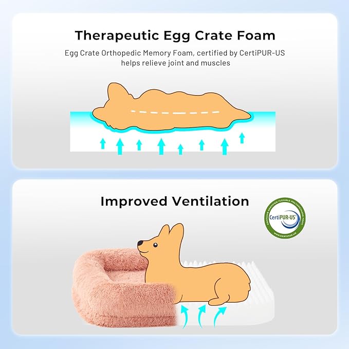Extra Large Dog Bed - XL Dog Bed with Washable Removable Cover, Fluffy Waterproof Pet Sofa with Supportive Egg Foam and Nonskid Bottom, Camel