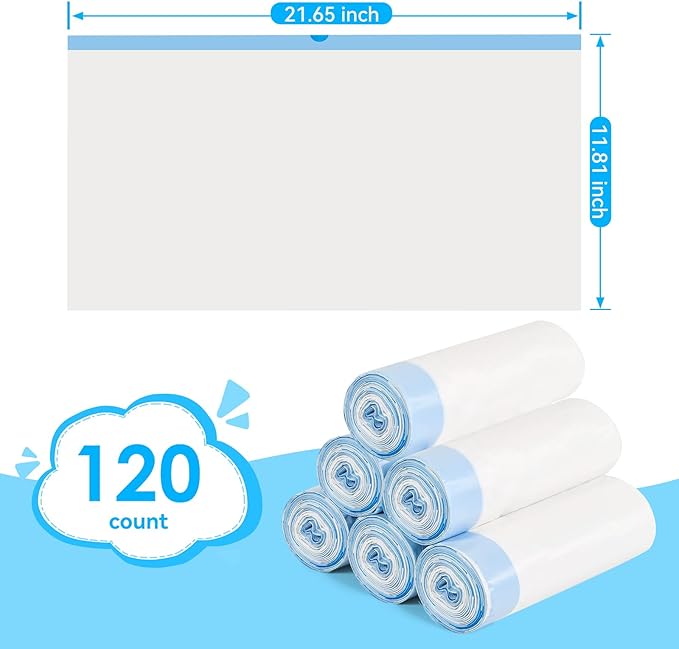 Cat Litter Bags 120 Count,21.65"x11.8" Drawstring Close Litter Box Liners for Automatic Litter Box,Thick Cat Poop Bags,Easy to Clean,Heavy Duty Robot Bag for Self-Cleaning Box