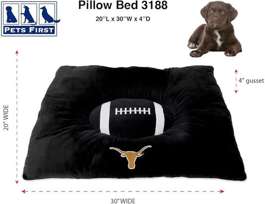 Pets First NCAA PET BED- Texas Longhorns Soft & Cozy Plush Pillow Bed. - Sports Dog Bed. Cuddle, Warm Collegiate Mattress Bed for Cats & Dogs