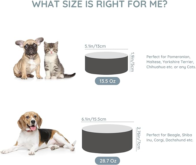 SPUNKYJUNKY 28.7OZ Ceramic Dog and Cat Bowl, Modern Cute Weighted Food Water Bowl for Replacement White-Grey (1 Pack)