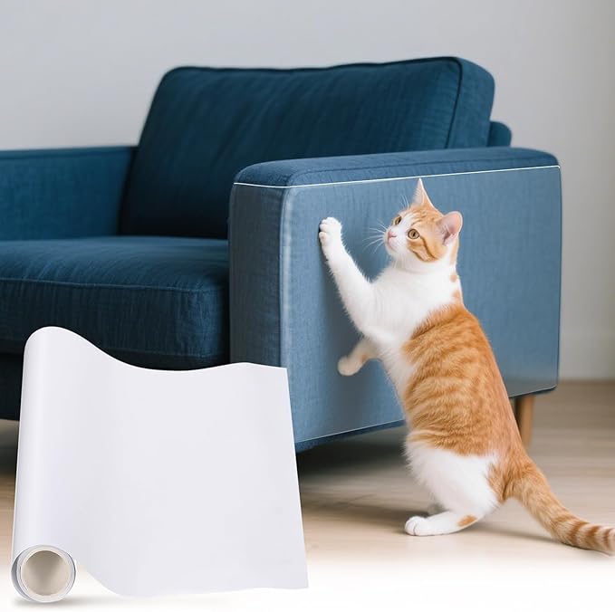 uxcell Anti Scratch Furniture Protector, 1 Roll 39" x 12" Single-Sided Sticky Couch Protector from Cat Claws, Clear Protectors from Cats Scratching for Sofa Corners, Walls, Doors