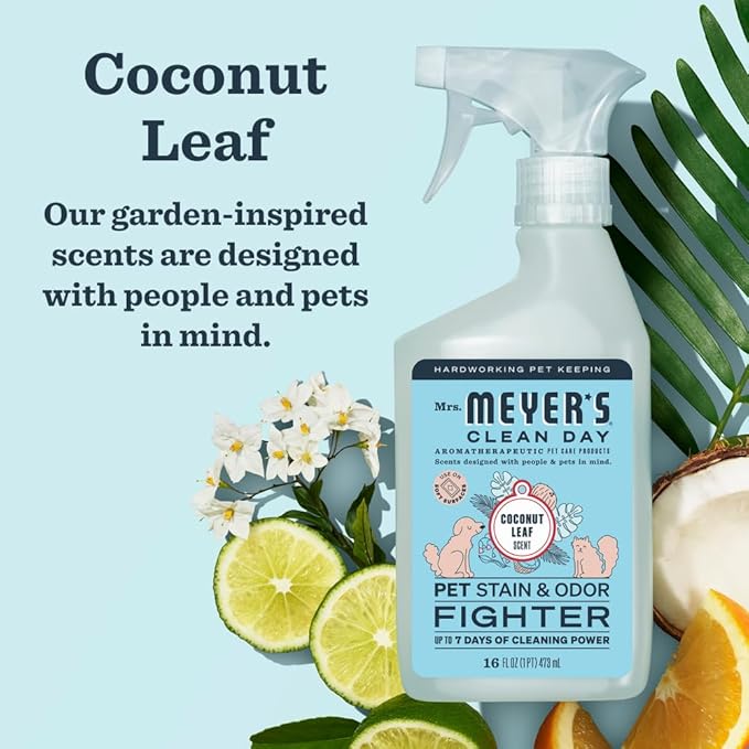 Mrs. MEYER'S CLEAN DAY Pet Stain & Odor Fighter, Coconut Leaf Scent, 16oz