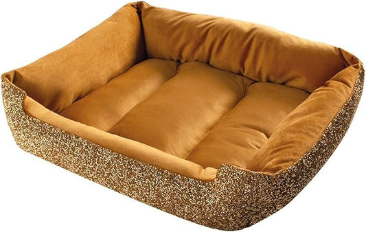 Pet Bed, Sparkling Rhinestones, Soft, Comfortable Velvet, for Lounging Dogs, Cats, Pets, Gold, Large, Sold Individually
