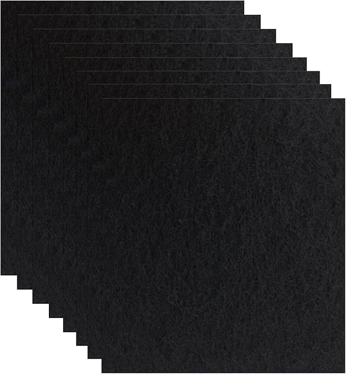 8 Pack Charcoal Cat Litter Box Replacement Filter for Hooded Cat Box, 6 x 6.5Inch Carbon Odor Filters, Black