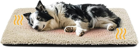 Dog Bed Mat Self Heating Pad for Medium Large Dogs, Dog House Bed Crate Pad for Sleeping Self Warming Pet Bed Puppy Blanket with Removable Washable Cover, Brown 42 Inches
