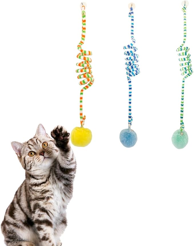 Cat Toy Sisal Ball Hanging Cat Toy Handmade Cat Rope Ball Chew Eco-Friendly Toy Pets Interactive Toy Cat Toys for Indoor Cats (yellowbluegreen, 3pcs)