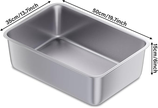 Stainless Steel Litter Box,19.7"x13.7"x6" Large Metal Litter Box for Kitty/Cat/Rabbits, Easy to Clean, Non Stick Litterbox No Smell for Adult Cats