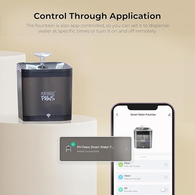 Smart WiFi Cat Water Fountain, App-Controlled Pet Drinking Dispenser 2.2L Tank, Ultra Quiet Automatic Indoor Fountain with 5-Stage Filtration & No-Whisker-Fatigue Bowl for Cats & Dogs