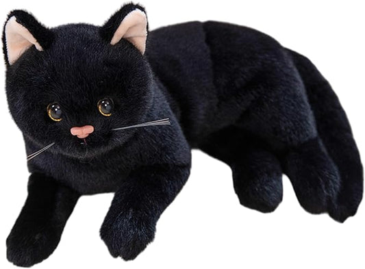 Cute cat Plush Toys, pet Animal Stuffed Toys, Children's Gifts, (Black)