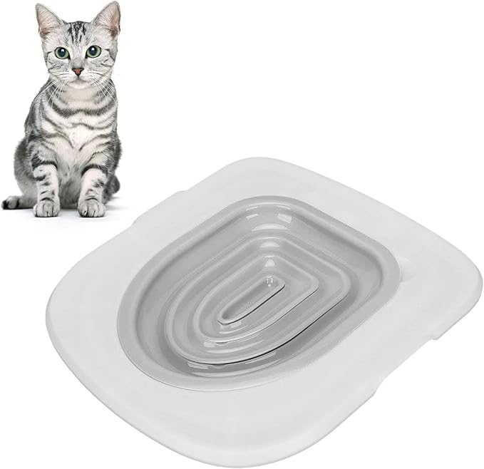 Cat Toilet Training Kit Universal Reusable Environmentally Friendly Cat Toilet Trainer for Pet Cleaning Cat Training Toilet (White Tray, 1 Gray Inner Support)