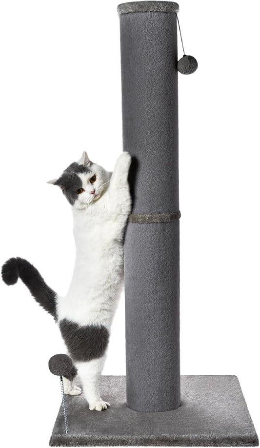 Cat Craft Bobcat Cat Scratching Post for Indoor Cats, Tall Cat Scratch Post, Carpet Cat Scratching Post with Replaceable Toys, Sturdy Base, Large, Gray