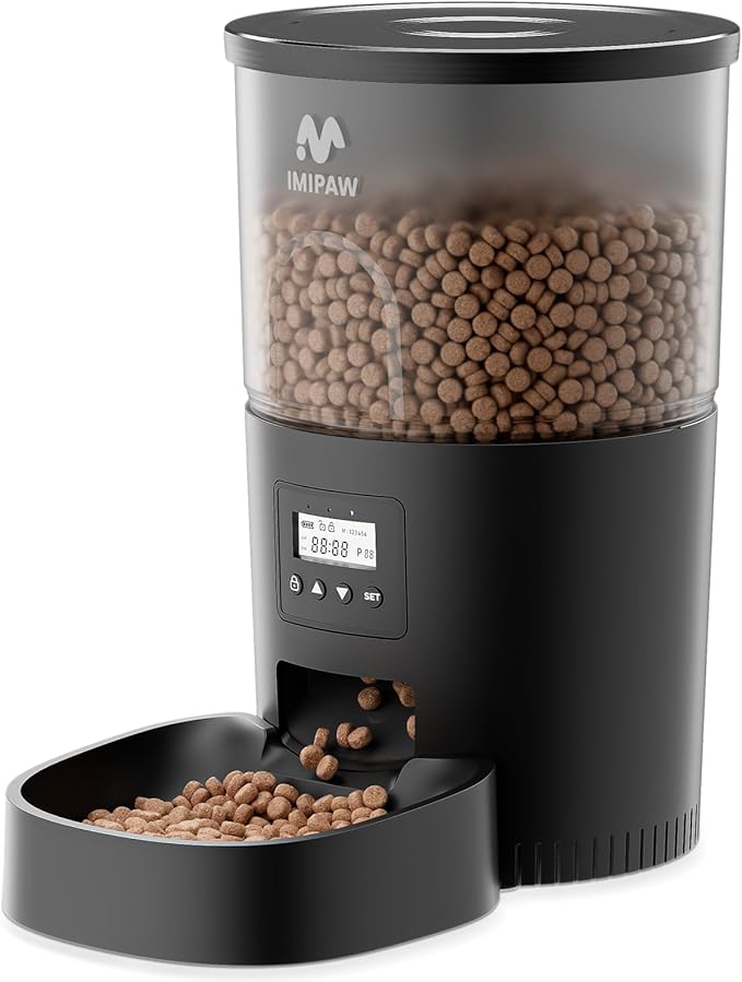 Automatic Cat Feeders, 3L Timed Cat Dry Food Dispenser, Dual Power Supply, Programmable Portion Size, 1-6 Meals Per Day, Auto Pet Feeder for Cats and Small Dogs