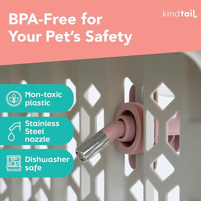 KindTail Pawdle - No-Drip Dog Crate Water Bottle - Top-Fill Pet Water Dispenser - BPA Free with Stainless Steel Nozzle - Easy-to-Use with Most Crates & Playpens - 7 x 6 x 4 in - 16oz Capacity - Green