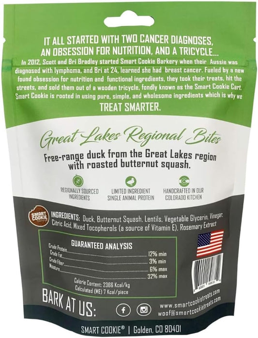 Smart Cookie All Natural Soft Dog Treats - Duck & Squash - Training Treats for Dogs with Allergies or Sensitive Stomachs - Grain Free Dog Treats, Chewy, Human-Grade, Made in USA - 5oz Bag