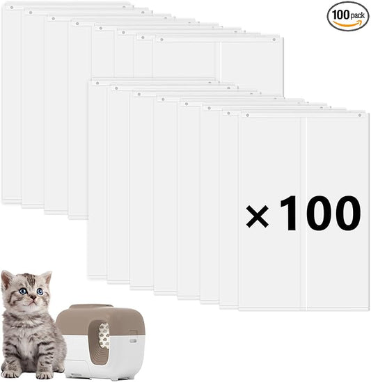 100Pcs Cat Litter Box Liners for PetSnowy SNOW+ Automatic Cat Litter Box, Tear & Leak Resistant Self-Sealing Waste Drawer Liner Bags