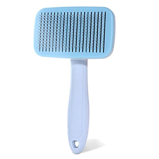 Self‑Cleaning Pet Grooming Brush (Blue) – One‑Click Fur Release, Soft Rounded Bristles, Ergonomic Non‑Slip Handle, Safe & Gentle Deshedding Tool for Dogs & Cats