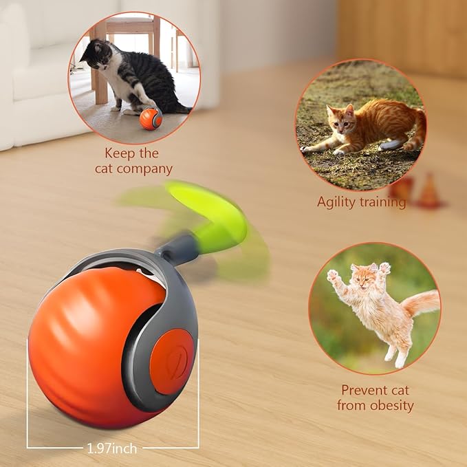 Tail 2.0 Cat Toy,Smart Interactive Cats Toy Balls,Automatic Moving Balls for Cat Dog Touch Motion Rolling Toy Ball,Self Rolling Smart Cats Toy Ball Interactive